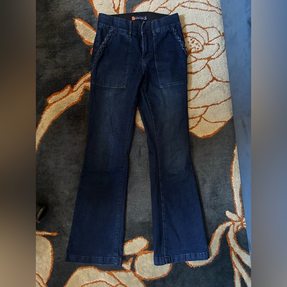 Indigo Poppy Bootcut Jeans Braided Pocket Detail Size 6 - Picture 6 of 8